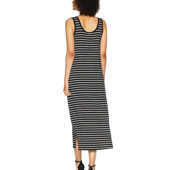 Calvin Klein Striped Patch Pocket Maxi Dress Black / White - Picture 2 of 6